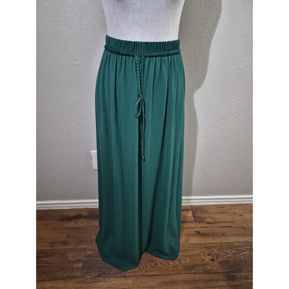Zara Womens Maxi Skirt Size XL Tie Waist Side Slits Flowy Minimalist Classic
